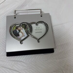 Silver Tone Photo Album Tabletop Display Holds 24 4x6 Photos Picture Holder